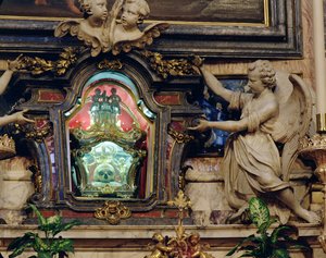Relic of the skull of St. Aloysius Gonzaga situated in the high altar