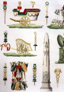 Roman Chariots, Trophies and Military Monuments (detail) by Italian School
