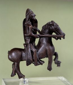 Romanesque Art: Bronze Knight Statuette with Armor by Italian School
