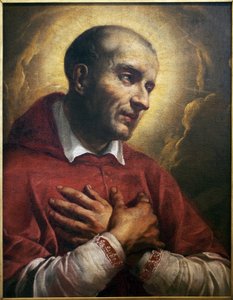 Saint Charles Borromeo (1538-1584). Fragment of an anonymous painting of Naples, 17th century. Museum of Fine Arts in Angers by Italian School