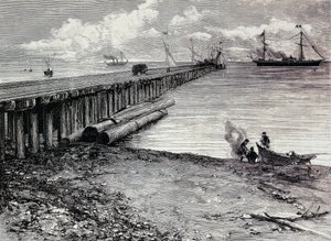 San Leon mine, boarding deck of ore for Maddalena, Engraving, Sardinia, Italy by Italian School