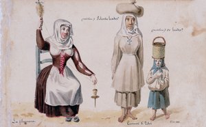 Sardinian costumes from Tissi, print ms. 257, Cominotti Collection