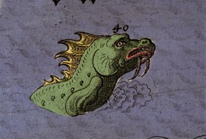 Sea monster: representation of a sea snake (detail)