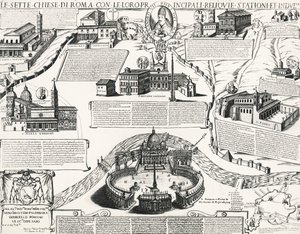 Seven Churches of Rome, With portrait of Alexander VII by Italian School