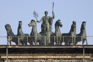 Six-horse chariot, detail of Arch of Peace, Milan, Italy by Italian School