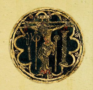 Small Panel with a Roundel of the Crucifixion by Italian School