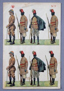 Soldiers in Ascari uniforms, paper cut-out soldiers, gilt lithograph print, made by Stella by Italian School