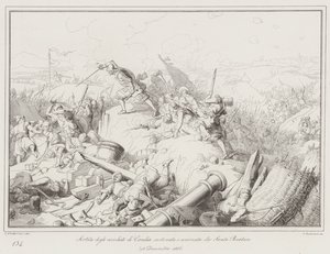 Sortie of the besieged of Candia supported and encouraged by Sante Barbaro by Italian School