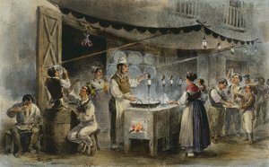 Spaghetti peddler in Naples, Italy
