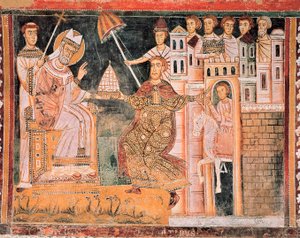 St Sylvester Receiving Tiara (detail) by Italian School