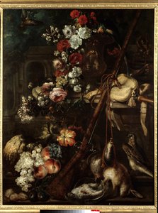 Still Life of Flowers, Game and Rifle