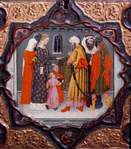 Tenth Day, Ninth News: The Day of Messer Torello and Saladin. Painted Box Illustrating the 
