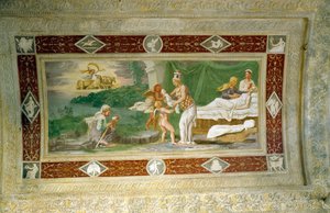 The Birth of Memnon, ceiling painting in the loggia of the Appartamento della Grotto (Giardino Segreto) 1534 by Italian School