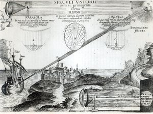 The Burning Mirror of Archimedes, illustration from Ars Magna Lucis et Umbrae, by Athanasius Kircher, Rome, 1646 by Italian School