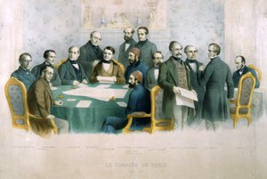 The Congress of Paris, March 1856, illustration from The History of Italy by Italian School