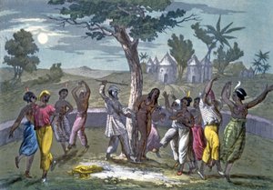 The Dance of the Mombo-Jombo, according to the travels of Mungo Park, from A History of Costume by J. Ferrario, published c.1820 by Italian School