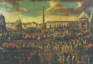 The Entry of an Ambassador to Rome, Piazza del Popolo by Italian School