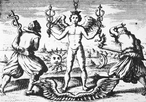 The Mercury of the Philosophers, from Della Tramutatione Metallica by Giovanni Battista Nazari, illustrated in a history of magic published late 19th century by Italian School