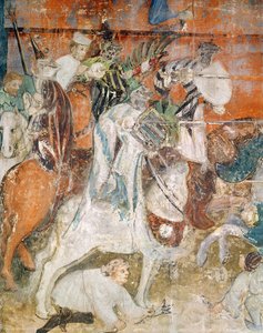 The Month of February, detail of a knights at a tournament, c.1400 by Italian School