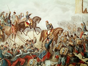 The Piedmontese and the French at the Battle of San Martino in 1859 by Italian School