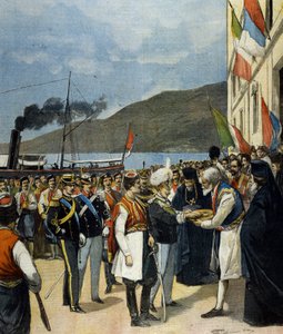 The Prince of Naples receives bread and salt from the family of Helene de Montenegro by Italian School