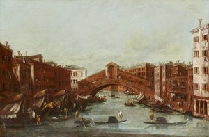 The Rialto Bridge from the Grand Canal by Italian School
