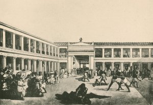The Stabian Baths - The Wrestling-Place as it was by Italian School