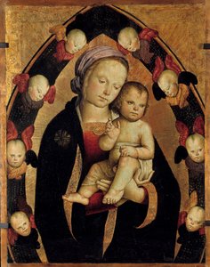 The Virgin and Child surrounded by cherubins Altarpiece of the Italian School