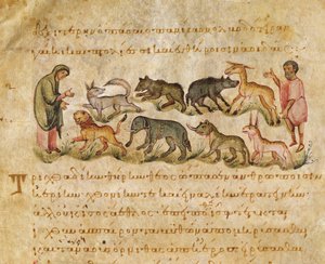 Treatise on the Many Animal Species that Inhabit the Earth, Illustration from the Cynegetica by Oppian by Italian School