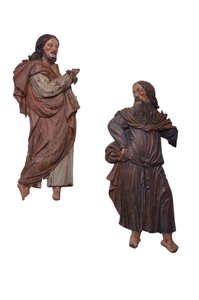 Two Polychromed Chestnut Reliefs of Saints, Tyrol