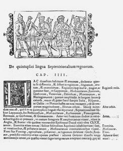 Variety of languages, illustration from Historia de Gentibus Septentrionalibus by Olaus Magnus, published in Rome, 1555 by Italian School