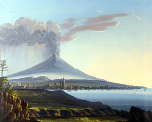 View of Mount Etna Erupting