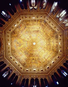 View of the Mosaic Ceiling, begun in c.1225 by Italian School