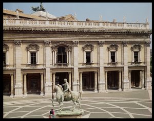 View of the Palazzo Nuovo and the Equestrian Statue of Marcus Aurelius by Italian School