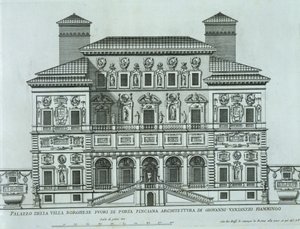 View of the facade of Villa Borghese, Rome