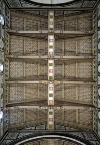 View of the Wooden Beam Ceiling by Italian School