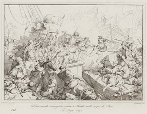Naval victory against the Turks in the waters of Paros by Italian School