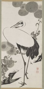 Crane, Hanging Scroll, Edo Period