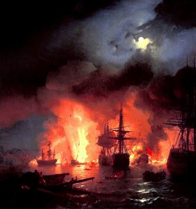 Battle of Çesme at Night