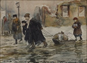 Transporting Food on a Sled, 1923