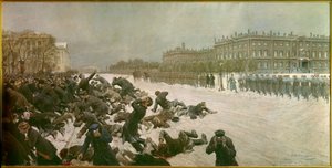 Beginning of the Russian Revolution of 1905: Shooting in the Palace Square on January 22