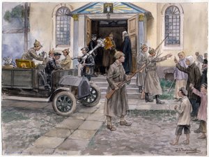 Requisition of the Church Treasures in Petrograd 5th May 1922 (from the series of watercolors Russian Revolution)