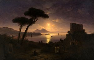 The Bay of Naples at Moonlit Night
