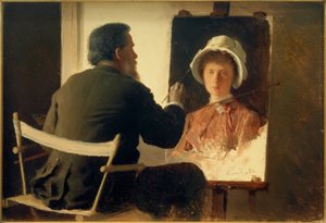 Kramskoi, Portraying His Daughter by Ivan Nikolaevich Kramskoy