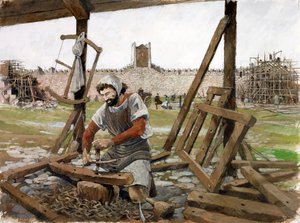Carpenter, Scarborough Castle, 12th century by Ivan Lapper