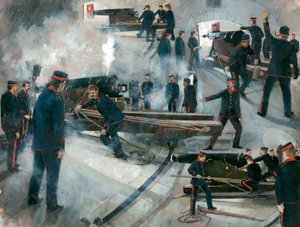 Gun crew, Dartmouth Point Battery casemates, Dartmouth Castle, late 19th century by Ivan Lapper