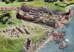 Reconstructed View of the Tower of London from the South West as it Might Have Looked in the 1070s or 1080s While the White Tower was in the Early Stages of Construction by Ivan Lapper