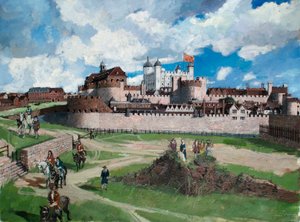 Reconstructed View of the Tower of London from the West in c.1700 by Ivan Lapper