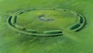 Stonehenge: Third Phase Beginning with the Setting of the Bluestones in a Double Crescent by Ivan Lapper