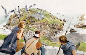 Tintagel Castle in 1230 AD by Ivan Lapper